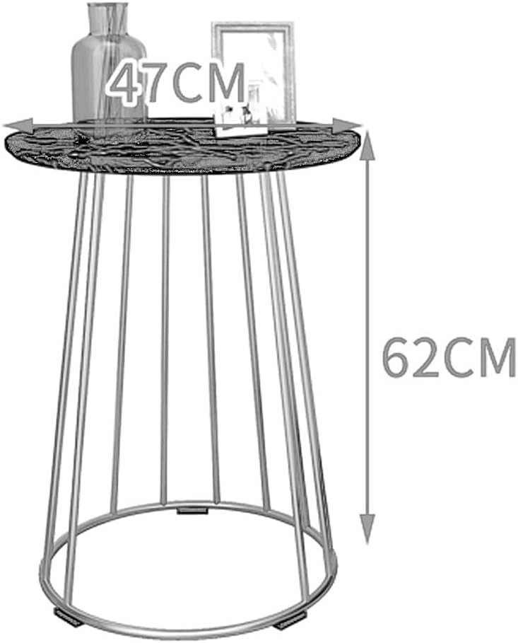 Table Coffee Stylish Living Room Sofa Side Balcony Leisure Small Bedroom Bedside Mini Round Wrought Iron Strong and Firm (Color : White)