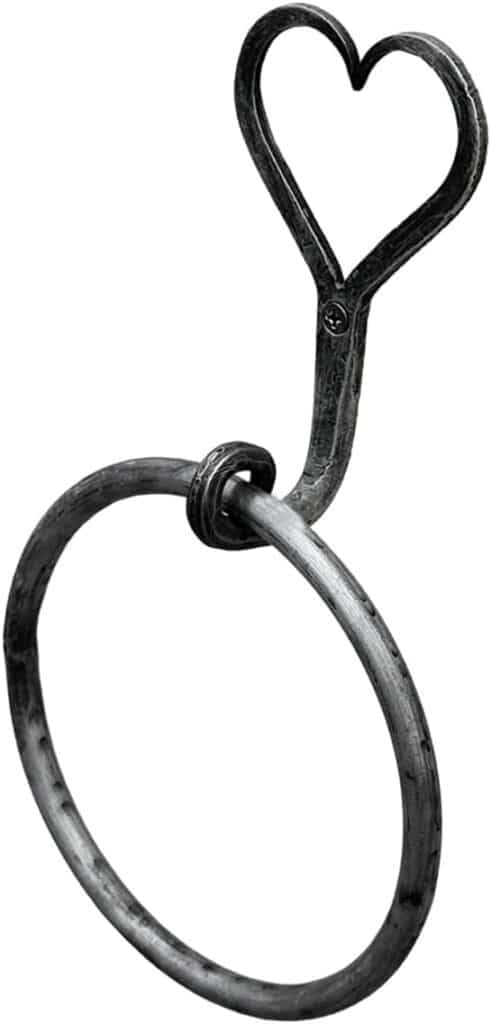 Towel Ring Holder Hand Forged Heart Shape Towel Holder Wrought Iron Handmade Wall Mounted Kitchen Towel Holder Modern Farmhouse Kitchen Towel Ring Heavy Duty Bathroom Towel Stand by Living Ideas