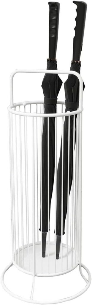 Umbrella Rack Stand, Umbrella Holder,Umbrella Stands Umbrella Stand White Wrought Iron Hollowout Barrel, Large Capacity and Space Saving Umbrella Barrel