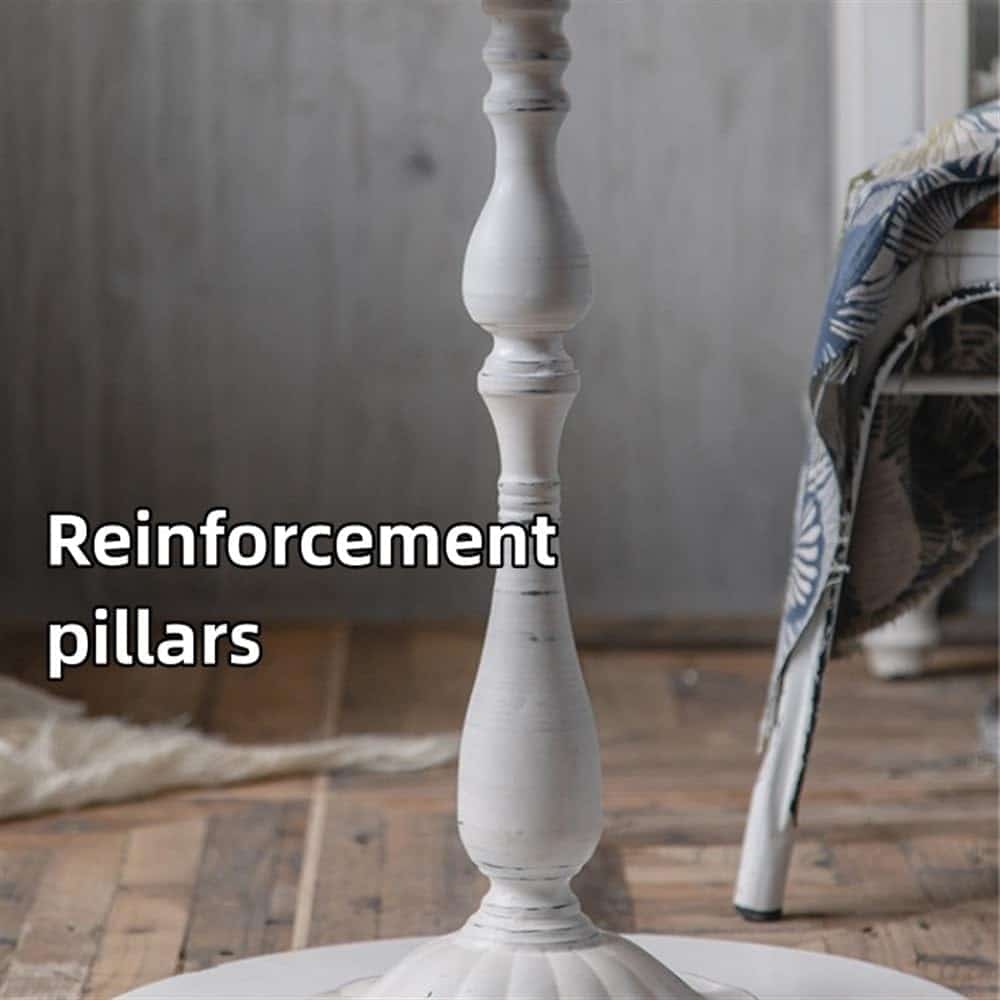 Vintage Round Side Table, Small Corner Table for Living Room Balcony, Coffee Table, Bedroom Bedside Table, End Table with Wrought Iron Bracket and Wooden Table Top(White)