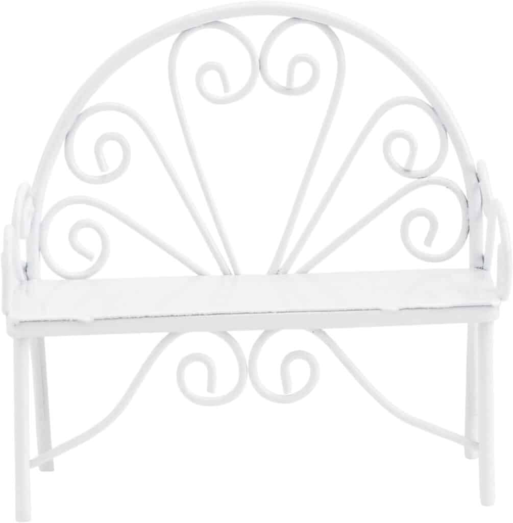 Yardwe 1pc Micro Landscape Double Chair Miniature Bench for Mini Garden Bench Patio Accessories Micro Park Bench Furniture Mini Bench Model Decor White Flowerpot Wrought Iron