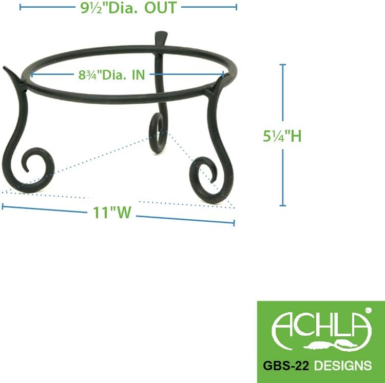 Achla Designs GBS-22 Short Wrought Iron Metal Plant birdbath Bowl Stand Flowerpot Holder, 9.5x6 inches, Black