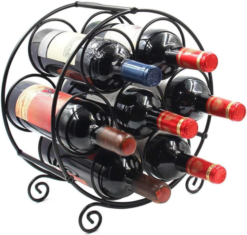 Amosfun 1pc Iron Wine Rack Metal Minimalist Home Decor Bottle Storage Household Decor Wine Racks Wine Display Rack Wine Bottle Holder European Style Wrought Iron Display Stand