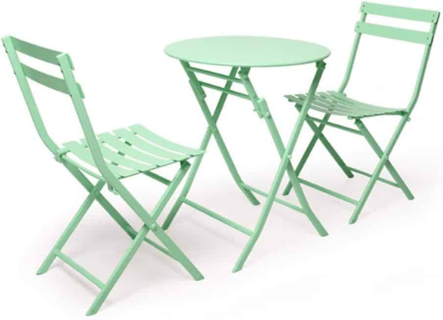 Cafe Outdoor Folding Tables and Chairs Simple Nordic Occasional Table and Chair Combination Balcony Wrought Iron Furniture,Green