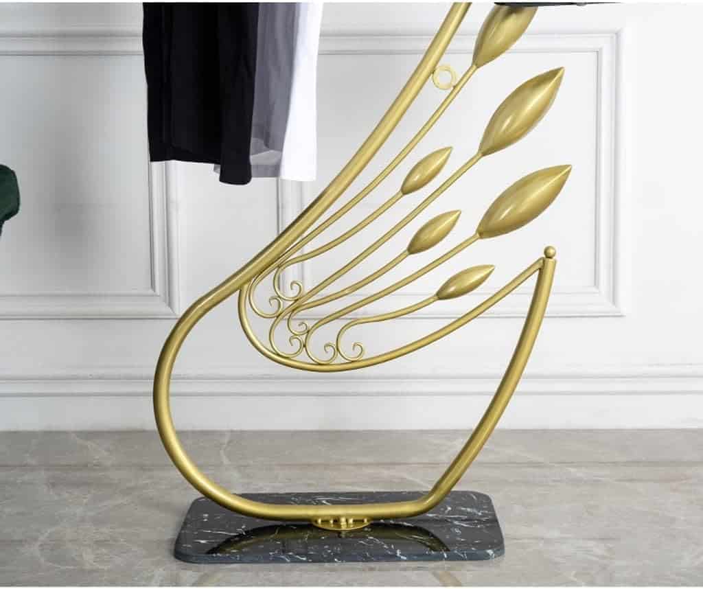 Coat Rack Freestanding Standing Coat Hanger Standing Coat Rack Creative Swan Shape Coat Rack Marble Base Metal Wrought Iron Vertical Hanger Household Floor Coat Rack Coat Rack for Office Coat Tree