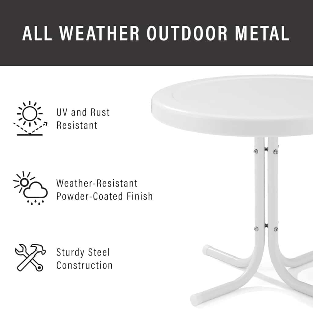 Crosley Furniture Gracie Weather Resistant Retro Metal Outdoor Side Table for Patio, Deck, Porch, Oasis Green