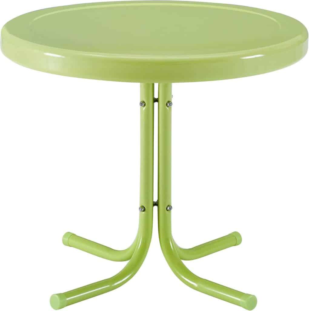 Crosley Furniture Griffith Weather Resistant Retro Metal Outdoor Side Table for Patio, Deck, Porch, Key Lime