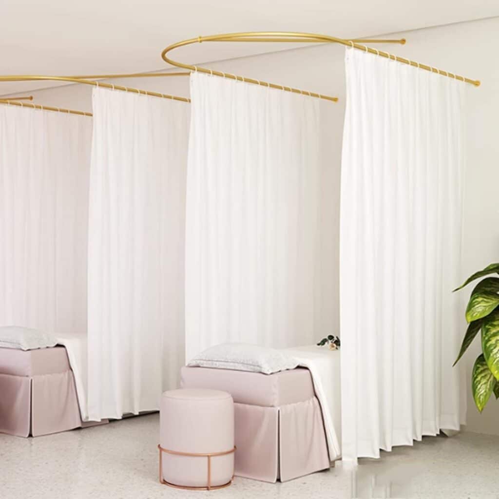 Curtain for Beauty Salon, Beauty Salon Privacy Partition Curtain, Wall Hanging Room Dividers, U-Shaped Room Curtain Rod with Ceiling Support, for Bedroom Living Room Hotel (Gold Rod)