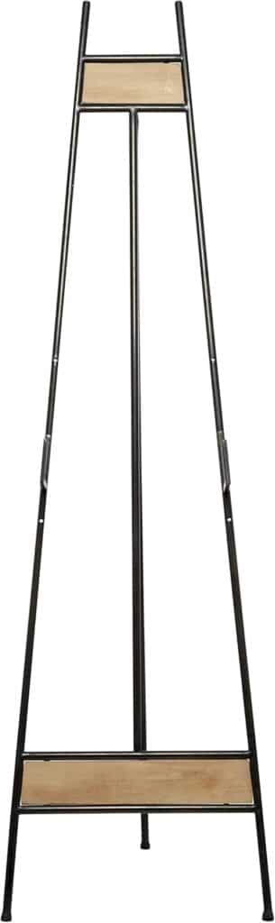 Deco 79 Metal Large Free Standing Adjustable Display Stand Easel with Chain Support and Wood Tray, 16 x 18 x 52, Black