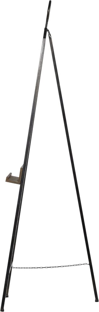 Deco 79 Metal Large Free Standing Adjustable Display Stand Easel with Chain Support and Wood Tray, 16 x 18 x 52, Black