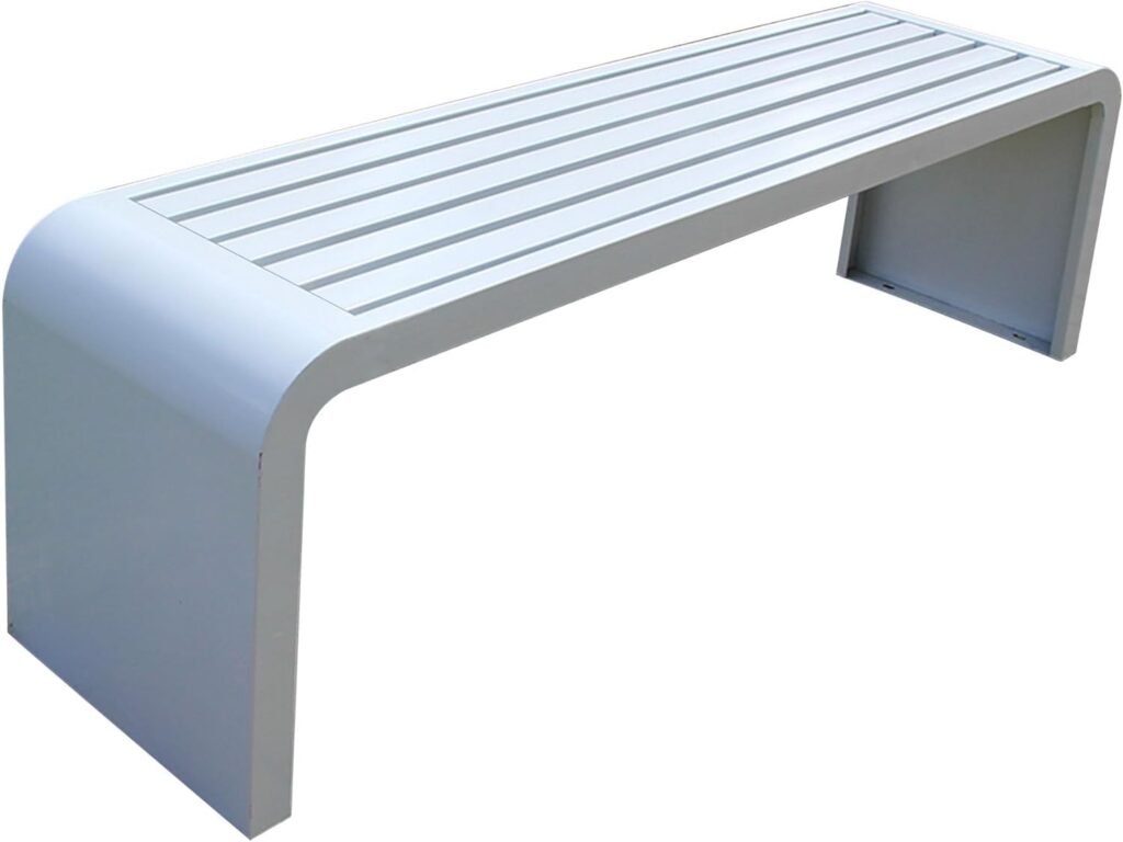 Garden Patio Bench Metal Benches for Outdoors, All Weather Wrought Iron Bench, Furniture for 2-3 Person Seat Comfortable Garden Chair for Backyard Camping Picnic BBQ Party (Color : White, Size : 100