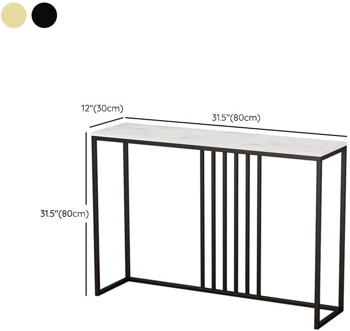 KWOKING 11.81 W Hall Console Table Accent Table Nordic Simple Modern Entry Faux Marble Porch Table Against The Wall Small Case Narrow Wrought Iron Long Porch Cabinet White 31 L x 12 W x 31 H