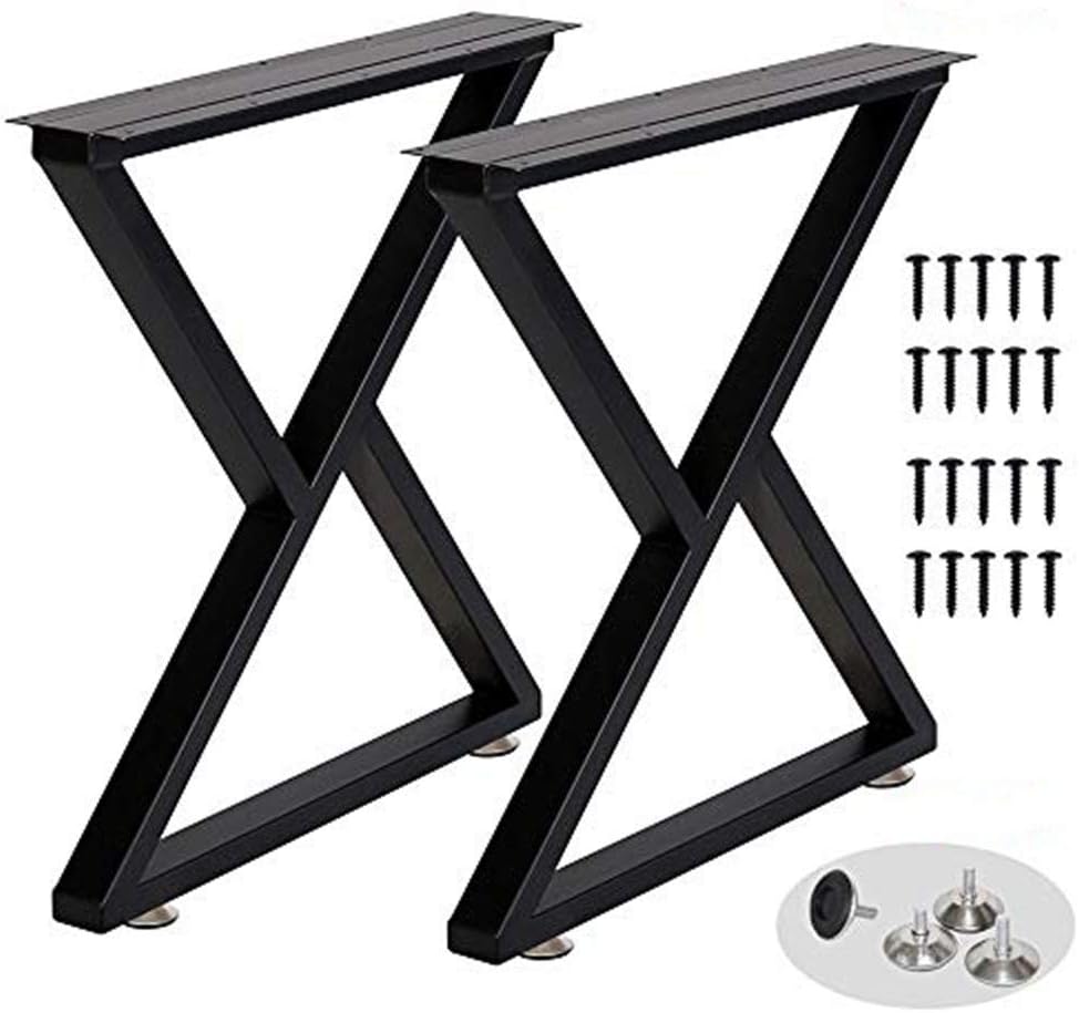 Metal Table Legs 28 Inch Desk Legs Heavy Duty Industrial Black Table Legs Z Shape Table Legs DIY Table Legs,Furniture Legs(H28”xW24”,Set of 2)