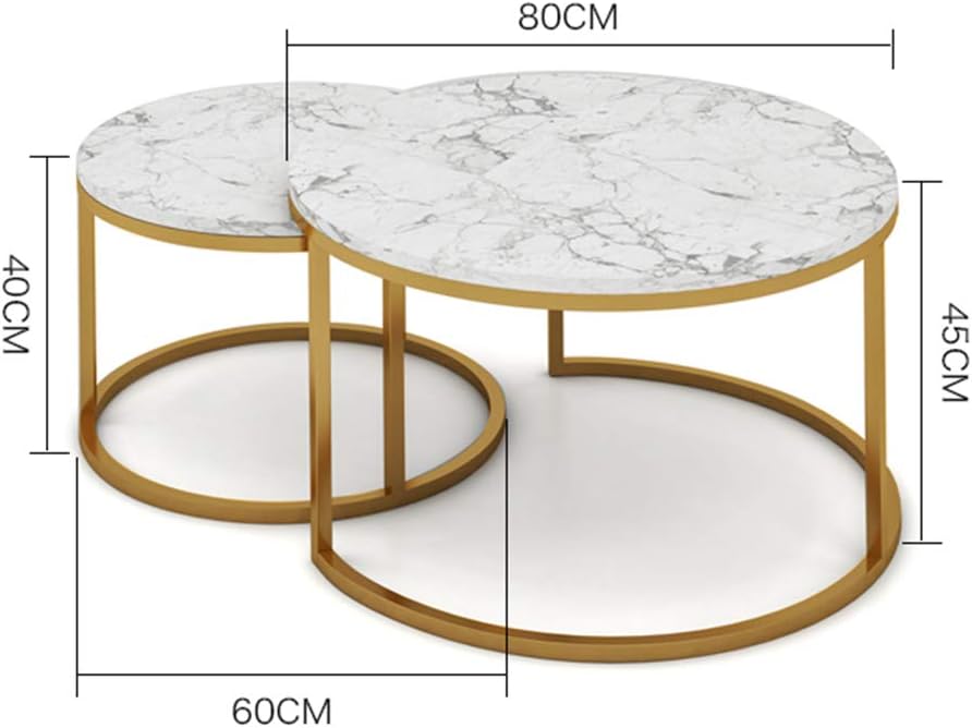 Nordic Marble Coffee Table, Modern Minimalist Wrought Iron Living Room Light Luxury Round Coffee Table Study Bedroom Decoration Coffee Table,White