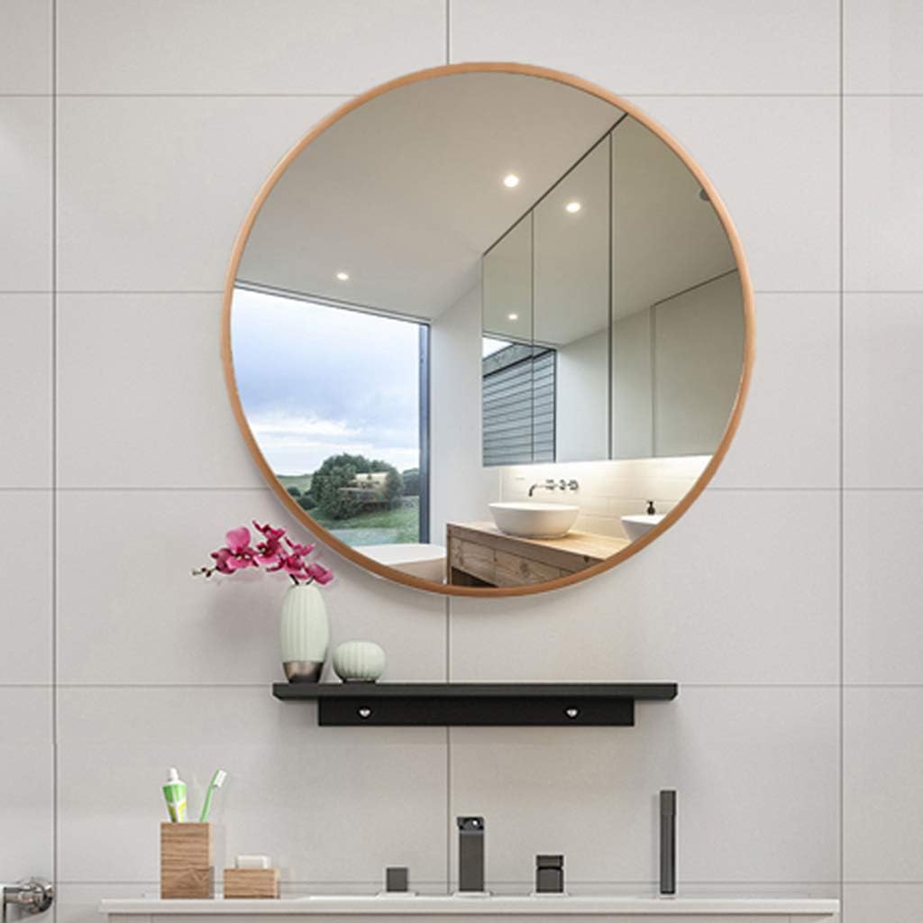 Nordic Round Metal Bathroom Mirror, Home Wrought Iron Wall-Mounted Sink Vanity Mirror, Modern Minimalist Living Room Bedroom Decorative Mirror,White,60CM