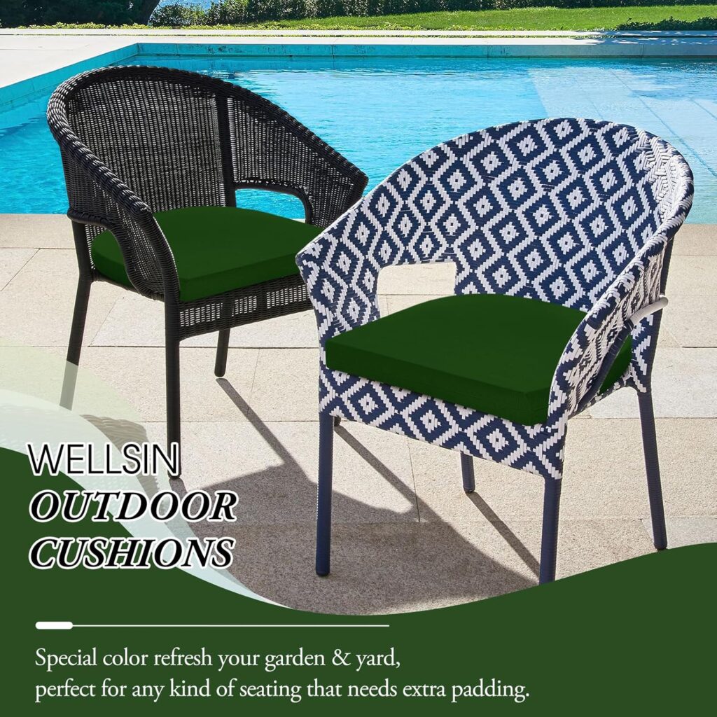 Outdoor Chair Cushions for Patio Furniture - Patio Chair Cushions Set of 4 - Waterproof Round Corner Outdoor Seat Cushions 17X16X2, Charcoal Grey