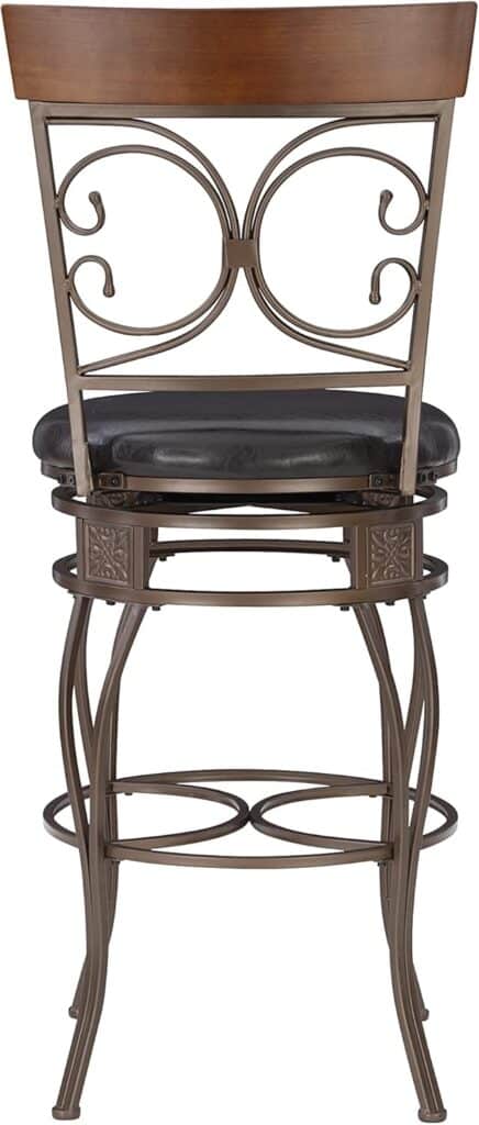 Powell Company Back Scroll Powell Big and Tall Barstool, Bar Height, Dark Bronze/Brown