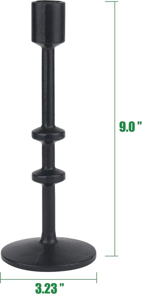 Stonebriar SB-6282A2 5 Black Cast Iron Metal Taper Candle Holder Set, Set of 2