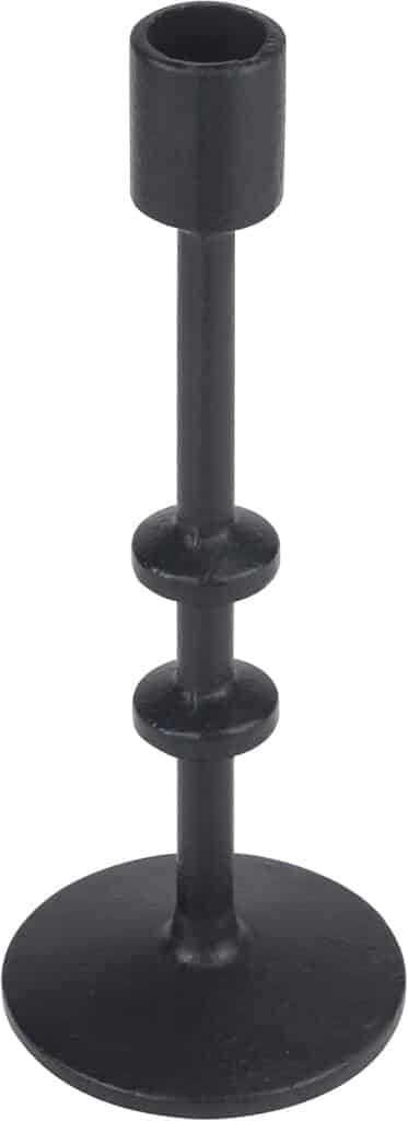 Stonebriar SB-6282A2 5 Black Cast Iron Metal Taper Candle Holder Set, Set of 2