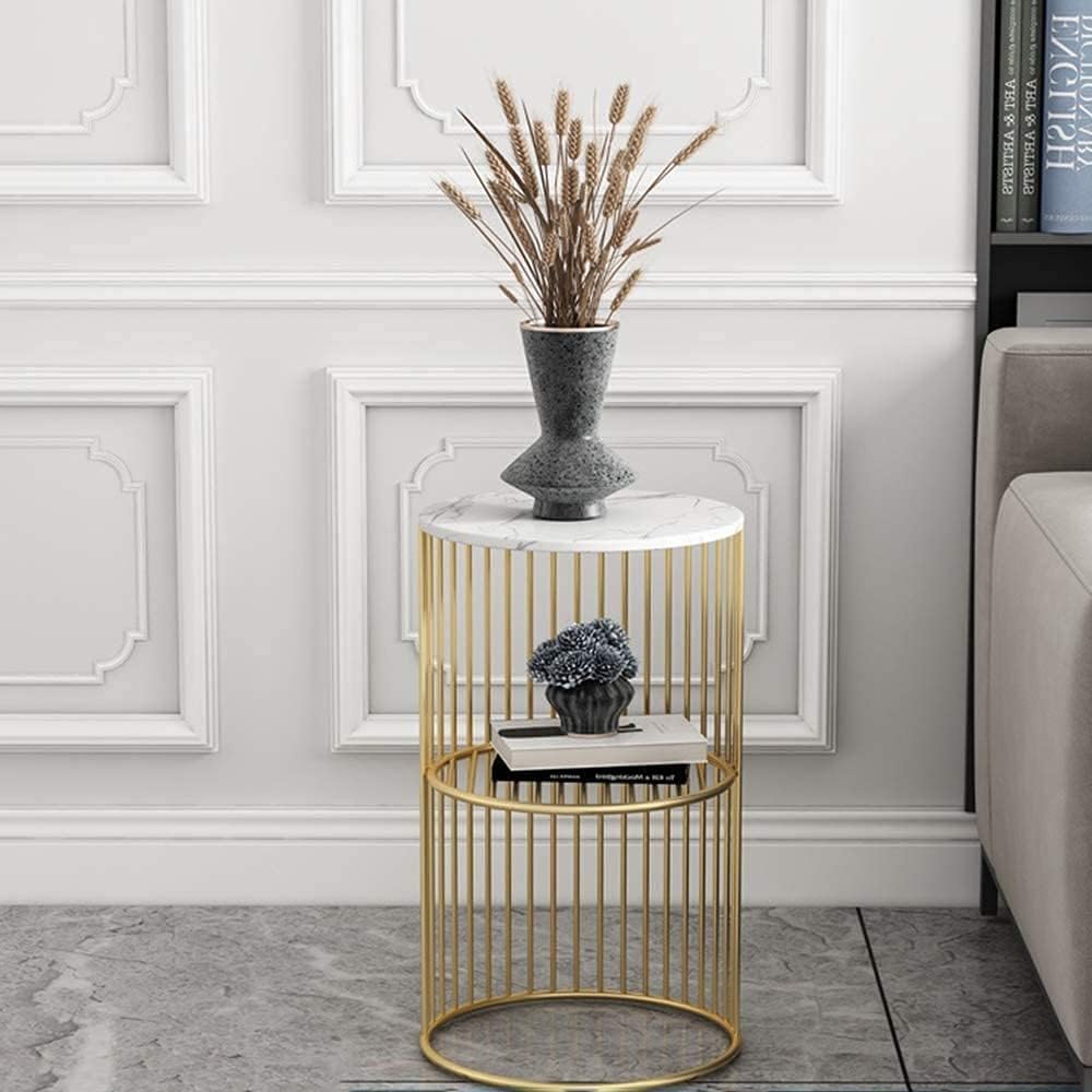 Wrought Iron Gold Nordic Small Coffee Table Creative Round Bedside Table Living Room Side Table Bedroom Corner Desk