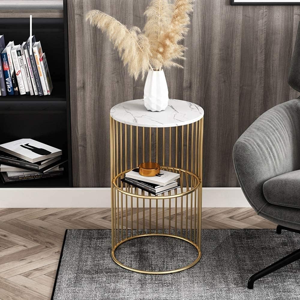 Wrought Iron Gold Nordic Small Coffee Table Creative Round Bedside Table Living Room Side Table Bedroom Corner Desk