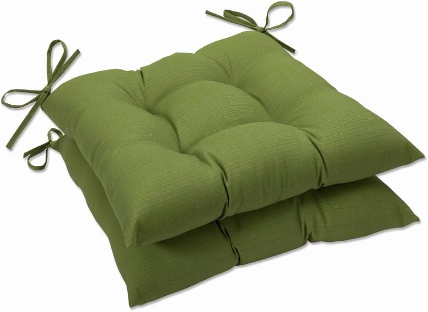 Pillow Perfect Forsyth Solid Indoor/Outdoor Wicker Patio Seat Cushion Reversible, Weather and Fade Resistant, Square Corner - 18.5 x 19, Green, 2 Count