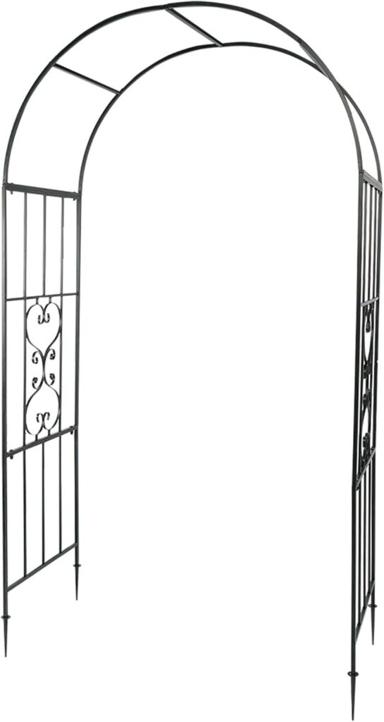 87.2in Metal Garden Arbor Arch for Various Climbing Plant Flower, Decoration Wedding Backdrop Stand Arch Arbor for Wedding Garden Bridal Party Festival Decoration,Dark Green