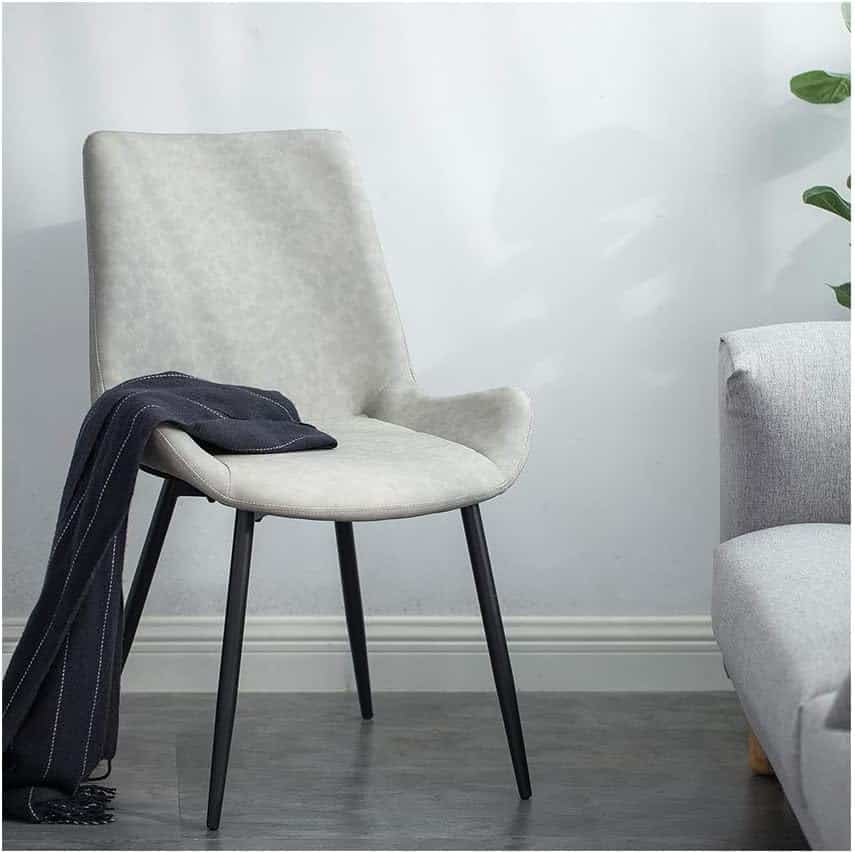 Dining Chair Side Chairs with Metal Legs,Wrought Iron Backrest Dining Chairs,Leather Seat,Office Negotiate Chair,Leisure Sofa Chair,Cafe Chair,for Living Room/Bedroom/Kitchen/Hotel