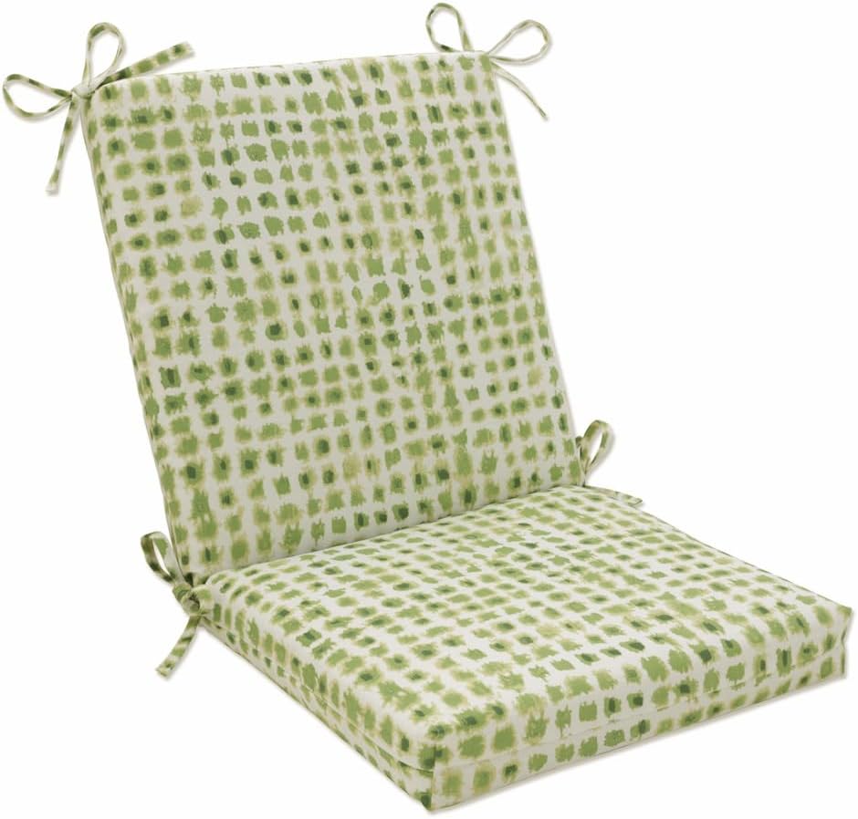 Pillow Perfect Outdoor/Indoor Square Corner Chair Cushion, 36.5 x 18, Green Alauda Grasshopper