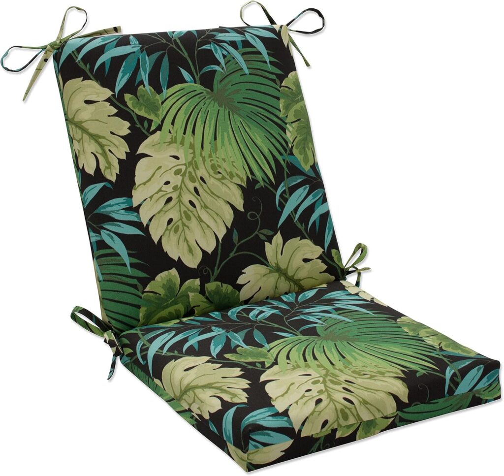 Pillow Perfect Outdoor/Indoor Square Corner Chair Cushion, 36.5 x 18, Green Tropique Peridot