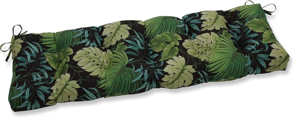 Pillow Perfect Outdoor/Indoor Tufted Bench/Swing Cushion, 18 x 56, Green Tropique Peridot