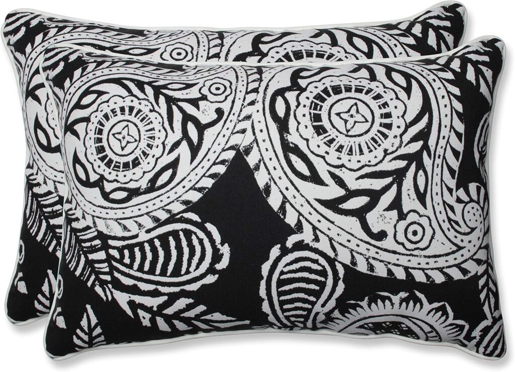 Pillow Perfect Paisley Indoor/Outdoor Accent Throw Pillow, Plush Fill, Weather, and Fade Resistant, Lumbar - 11.5 x 18.5 , Blue/Multi Ummi, 2 Count