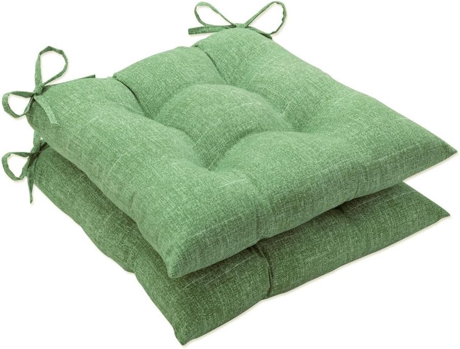 Pillow Perfect Tory Solid Indoor/Outdoor Wicker Patio Seat Cushion Reversible, Weather and Fade Resistant, Square Corner - 18.5 x 19, Green, 2 Count