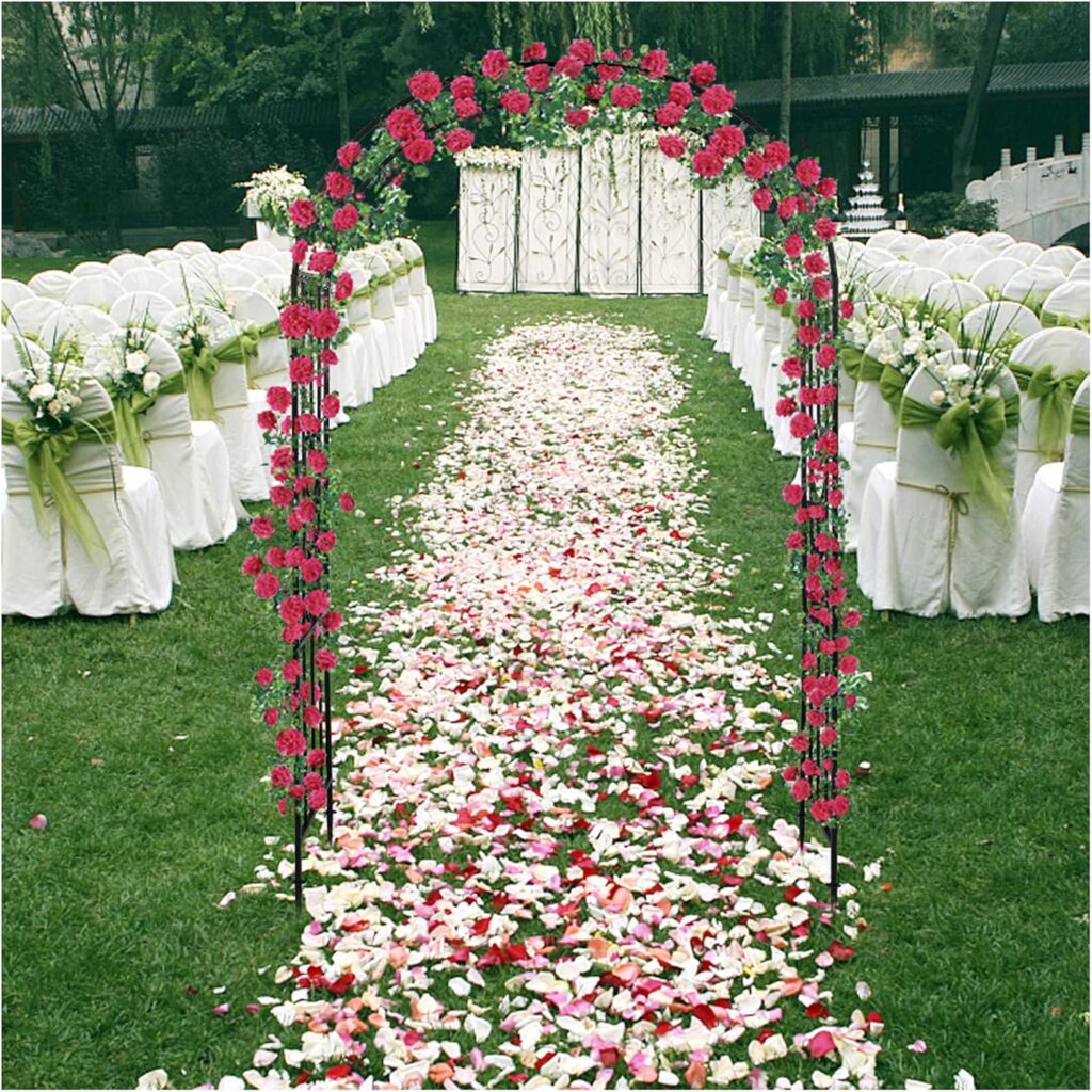 7.3FT Garden Steel Arbor Garden Arch Outdoor Iron Arbor Trellis Arbor Archway for Various Climbing Plant, Outdoor Lawn Backyard,Dark Green