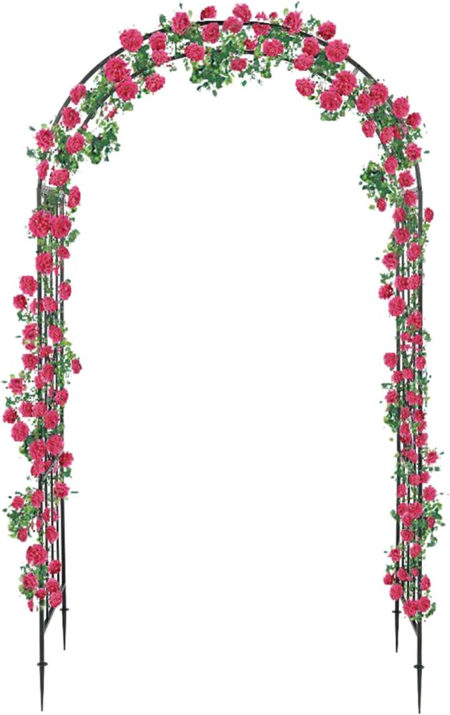 7.3FT Garden Steel Arbor Garden Arch Outdoor Iron Arbor Trellis Arbor Archway for Various Climbing Plant, Outdoor Lawn Backyard,Dark Green