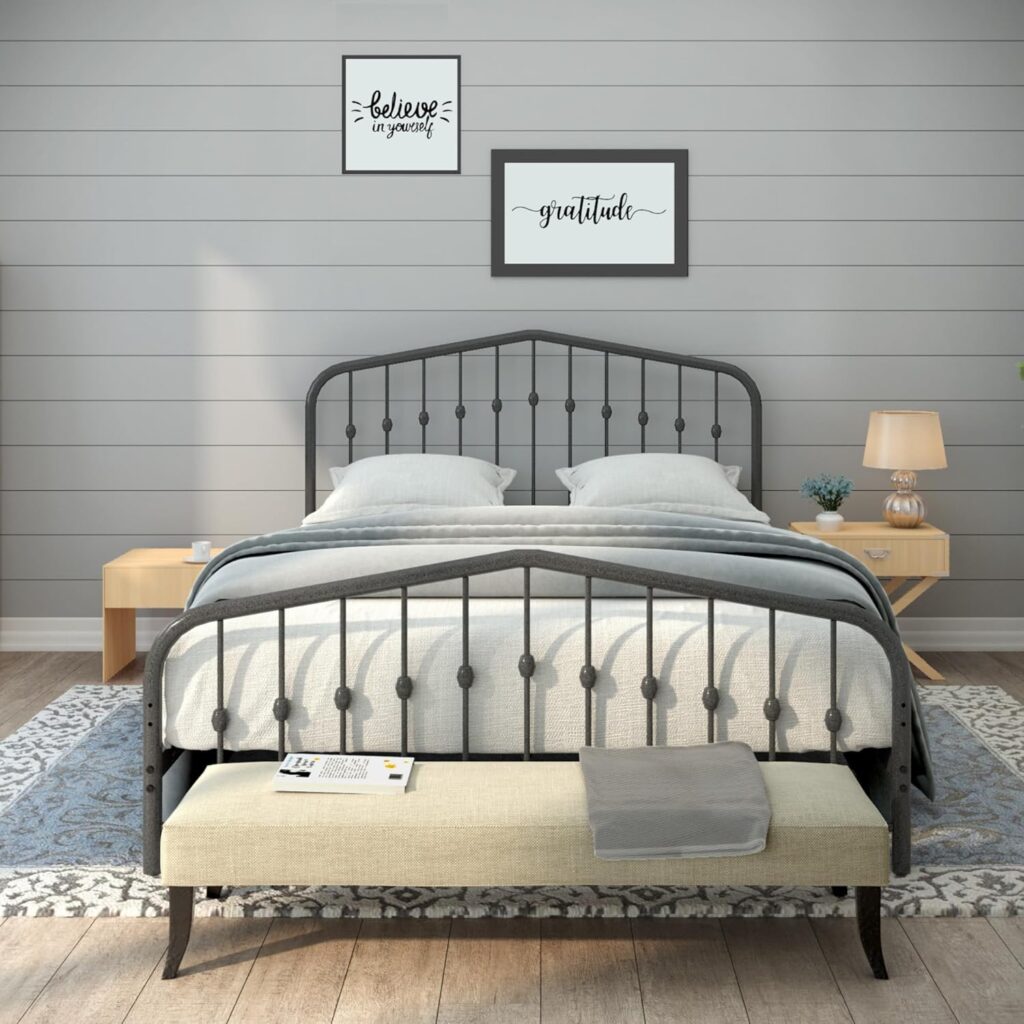 Golden Gate Beds Washington Twin Size Black Iron Bed Frame with Headboard Footboard Wrought Iron Heavy Duty Metal Platform Foundation Farmhouse Victorian Style 600 lbs Capacity CastleBeds