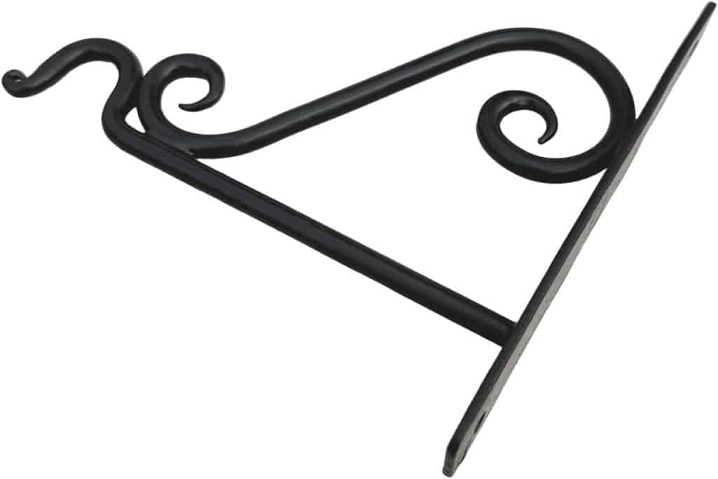 Hand Forged Metal Plant Hanger Bracket Outdoor Modern Farmhouse Hanging Shepherds Hook for Bird Feeders Lanterns and Flower Baskets Farmhouse Heavy Duty Garden Plant Hanger Black Powder Coated