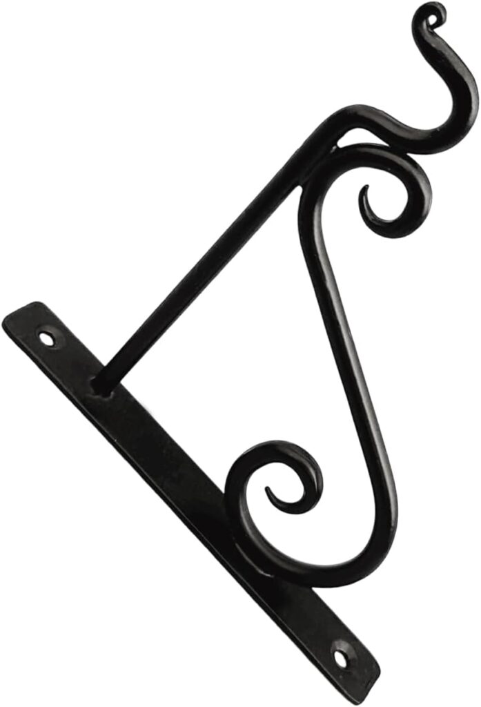 Hand Forged Metal Plant Hanger Bracket Outdoor Modern Farmhouse Hanging Shepherds Hook for Bird Feeders Lanterns and Flower Baskets Farmhouse Heavy Duty Garden Plant Hanger Black Powder Coated