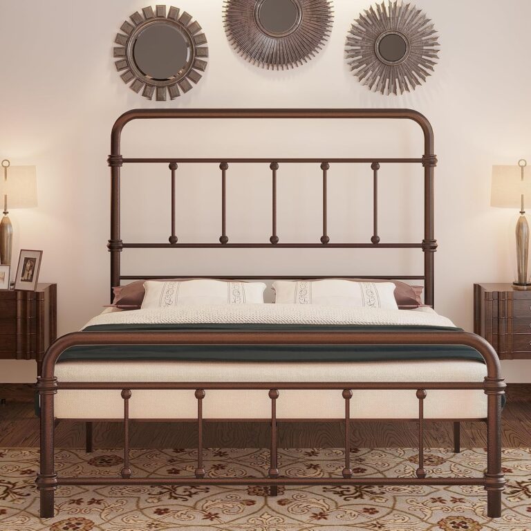 Twin-Bed-Frames-Vintage-Farmhouse 49 inch Tall-headboard-Iron review