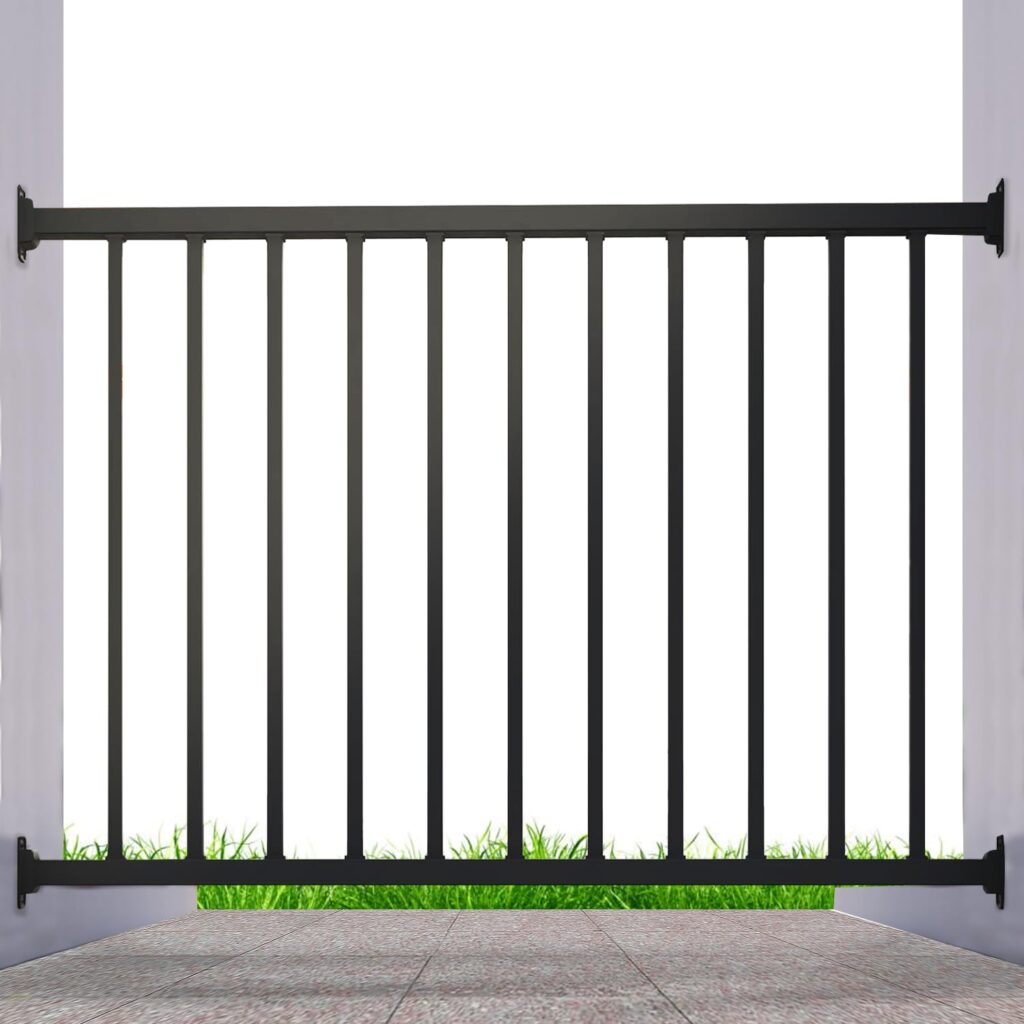 CR Fence  Rail Metal Railing for Deck, Metal Guard Rail Kit with Balusters for Deck Railing 36 inch, Wrought Iron Deck Railing Kit and Porch Railing Ideal for Residential and Commercial Use, 4ft Wide