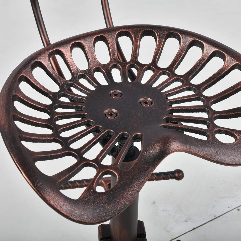 Diwhy Industrial Design Metal Adjustable Height Backrest Chair Vintage Tractor Saddle Bar Stool Rust