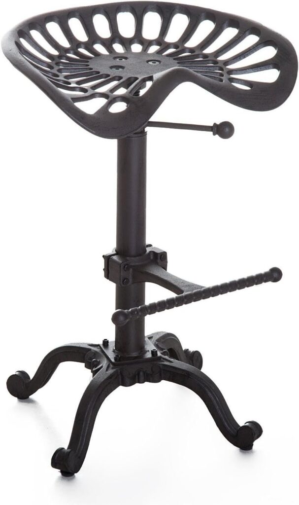 Diwhy Rustic Industrial Farmhouse Tractor Seat Counter Height Adjustable Bar Stool Cast Iron Swivel Stool Industrial bar Chair (Rust, Cast Iron)