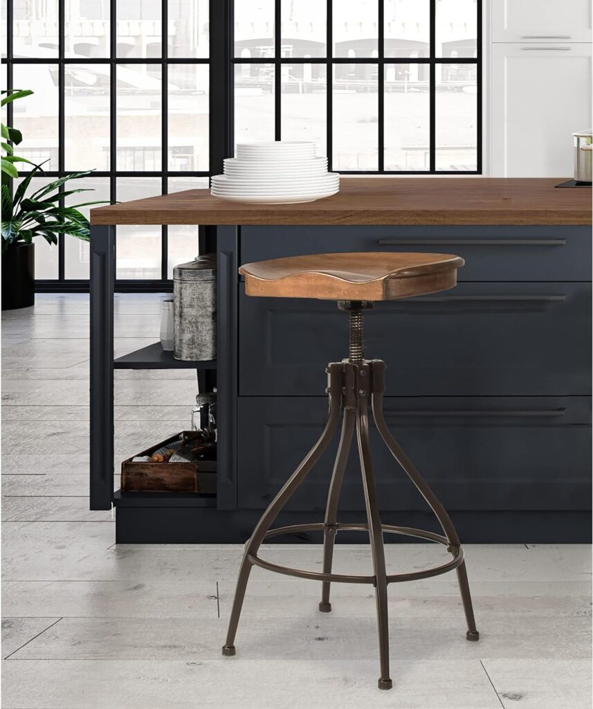 Hillsdale Worland Swivel Backless Stool, Adjustable Stool (One Stool), Brown