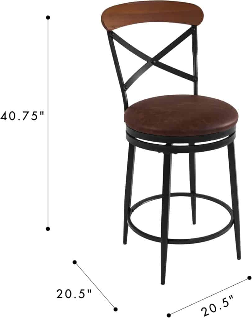 Homepop Home Decor | Metal Counter Height Bar Stools | 24 Bar Stools With Back | Decorative Home Furniture (Tan)