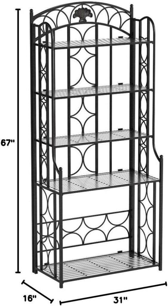 International Caravan 5-Tier Iron Indoor/Outdoor Bakers Rack, Pewter