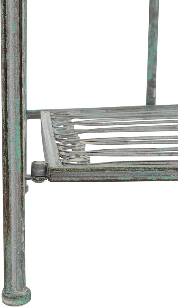 SAFAVIEH Outdoor Collection Amaris Victorian Antique Dark Green Wrought Iron 4-Tier Bakers Rack