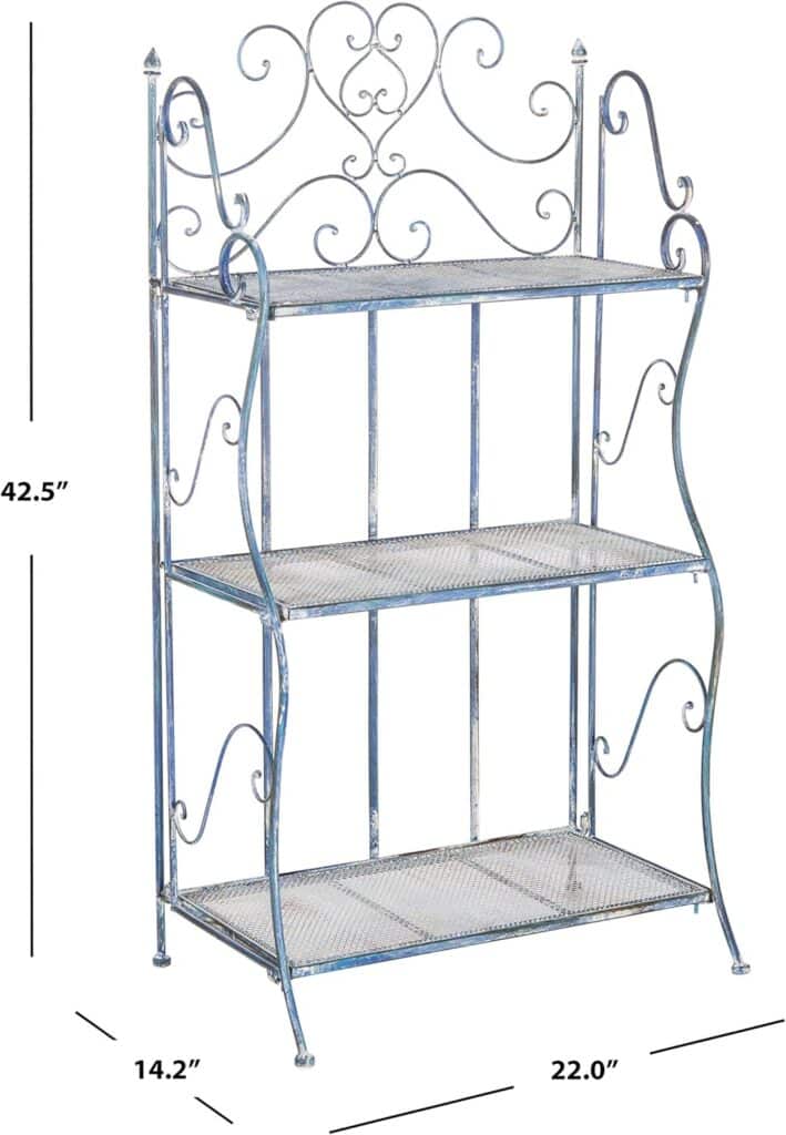 SAFAVIEH Outdoor Collection Torus Victorian Antique Dark Green Wrought Iron 3-Tier Shelf