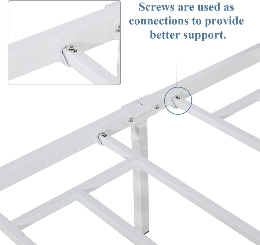 VECELO Metal Bed Frame Queen Size Platform with Vintage Style Headboard  Footboard, Premium Steel Slat Support Mattress Foundation