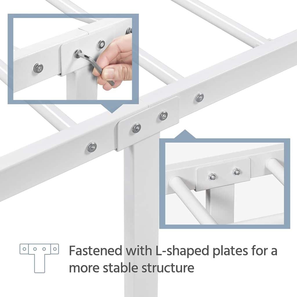Yaheetech Twin Bed Frame Metal Platform Bed with Petal Accented Headboard/Footboard/14.4 Inch Under Bed Storage/No Box Spring Needed,Antique Gold