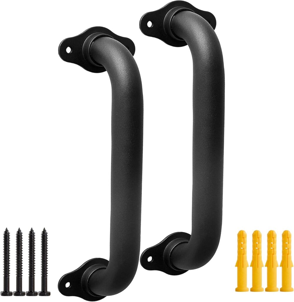 1 FT Metal Short Handrail for Indoor Stairs 2 Pack - Pipe Wall Handrial for Garag Basemnet Steps, Outdoor Deck Hand Rail, Iron Banister Railing, Door Pull Handle (Matte Black)